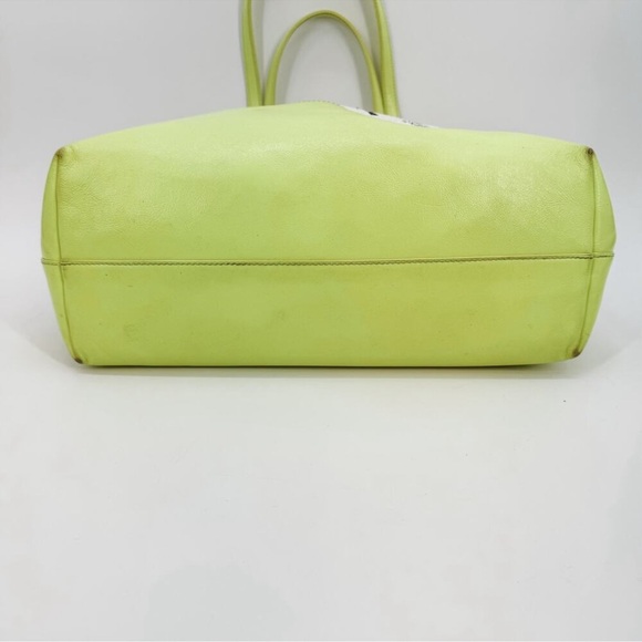 MCM Tote Bag White Yellow Visetos Shopper Authentic Leather Zipper Purse Handbag - Picture 10 of 15